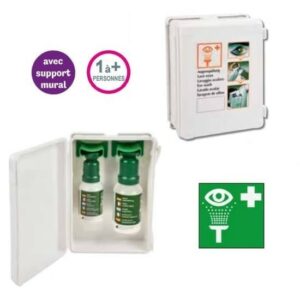 Trousse oculaire - 2 flacons lavage 200 et 500 ml - avec support mural